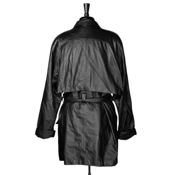 Wilsons Leather Jacket Women's Black Belted Insulated Button Thinsulate Long L - Picture 2 of 9